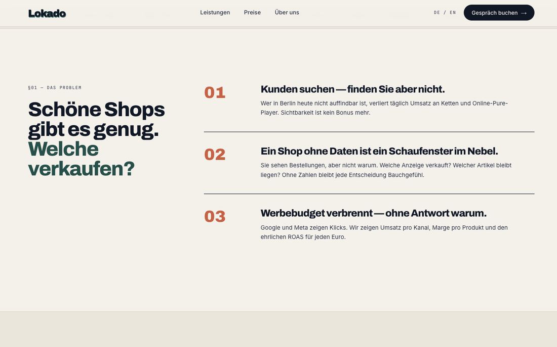 Konzept-Website — Problem-Statement-Sektion